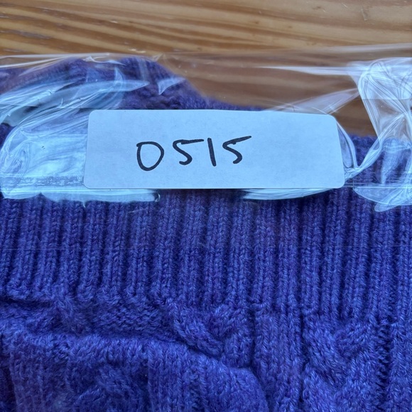 Honor Millburn Purple Cable Knit Zip Cardigan UK M (14-16) Preppy Cottagecore - Picture 12 of 13